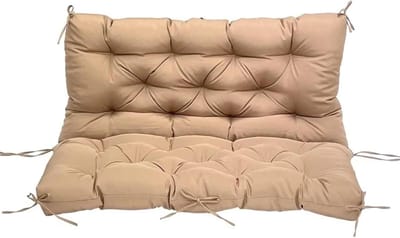 Zitkussen met rugleuning - Stoelkussen buiten - Buiten ontspannen - Waterbestendige stof - 100x100x10 cm - Kaki