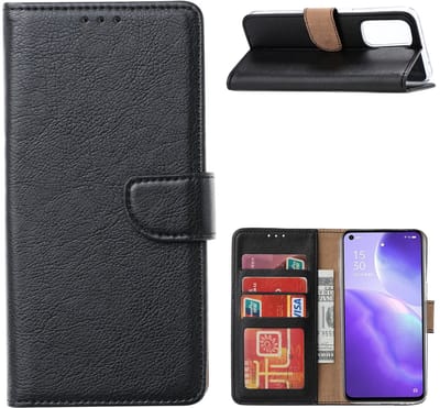 Hoesje Geschikt voor Oppo Reno5 5G - Hoesje Bookcase Zwart - Portemonee hoesje case met Pasjeshouder