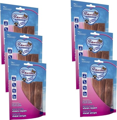 Renske Vleesrepen 70 g - Hondensnacks - 6 x Lam&Groente