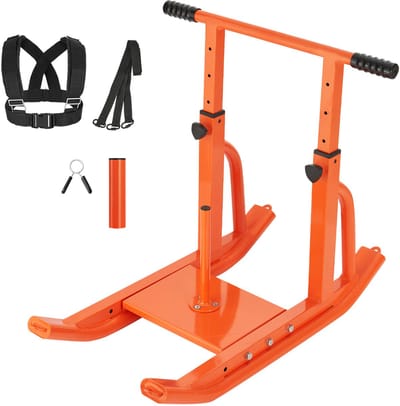 Staal Gewichtsslee voor Fitnesstraining, Instelbare Hoogte Handvat, Athletische Oefenapparatuur voor Snelheid en Kracht, Compatibel Met 25/51 mm Gewichtsschijven, Oranje