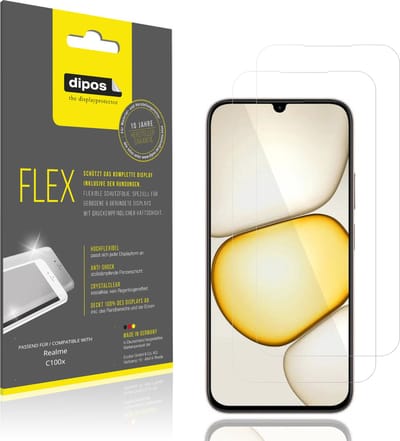 dipos – 2x Beschermfolie geschikt voor Realme C100x | 3D Full Cover Screenprotector | 100% Passend