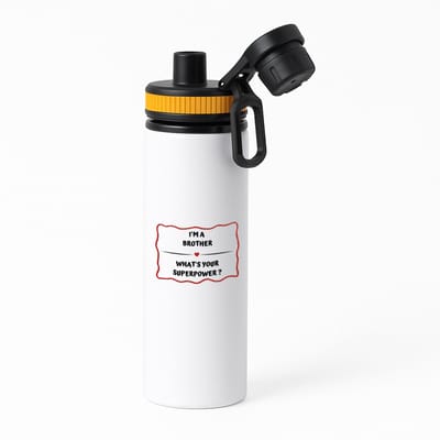 Hacebo® - I'm a brother what's your superpower? waterfles met draaidop oranje - Broer - super broer - verjaardag - cadeautje voor broer - broer artikelen - kado - geschenk - water fles - 850ML
