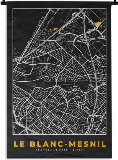 Wandkleed - Wanddoek - Stadskaart - Frankrijk - Plattegrond - Kaart - Le Blanc-Mesnil - 120x180 cm - Wandtapijt