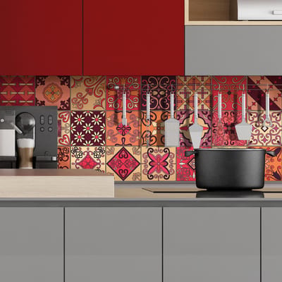 Zelfklevende tegelmuurstickers voor keuken en badkamer - 9 Cipriano Azulejos cementtegelstickers - 9 stickers 10x10cm