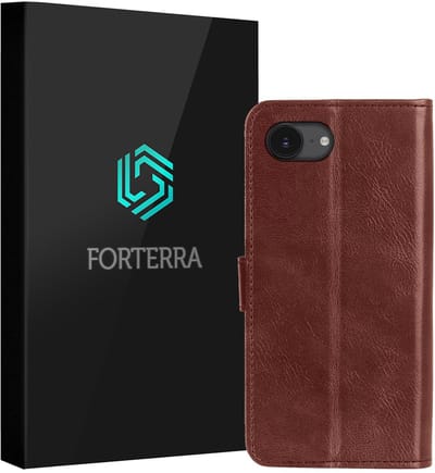 Hoesje Geschikt voor Apple iPhone 16e - Luxe Bookcase - Walletcase Hoes - Portemonnee - Cover - Bruin
