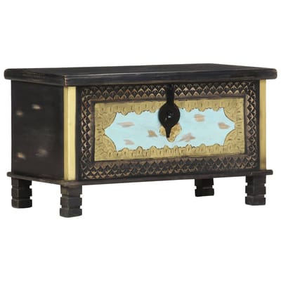 vidaXL - Opbergkist - 80x40x45 - cm - massief - mangohout - zwart