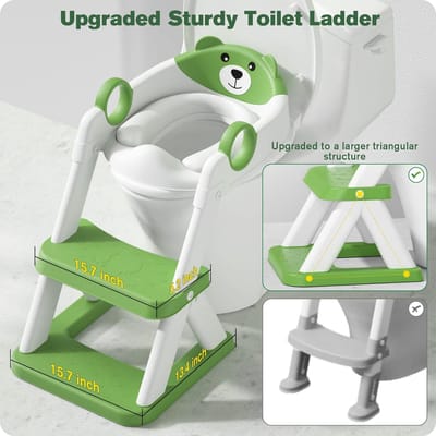 Kindertoiletverkleiner met trap, kindertoiletverkleiner, kindertoiletbril met zacht PU-kussen