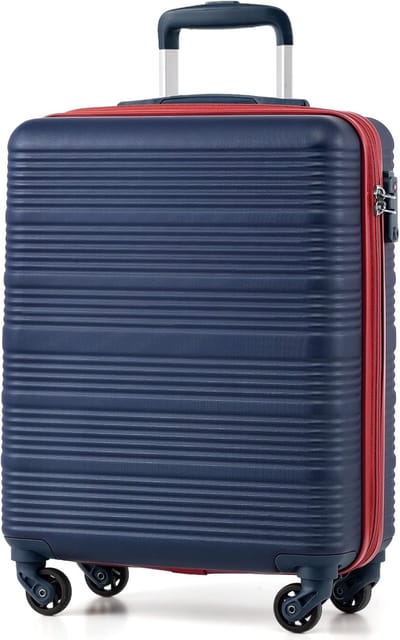 Reiskoffer - Handbagage koffer - Vliegen zonder kosten - TSA cijferslot - 55 x 40 x 20 cm - Blauw rood