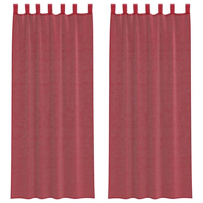 vidaXL - Gordijnen - met - lussen - 2 - st - 140x260 - cm - wijnrood