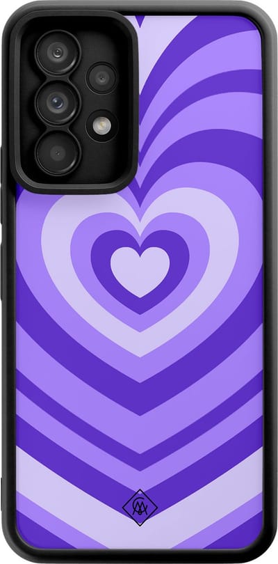Casimoda® hoesje - Geschikt voor Samsung Galaxy A52 5G - Hart Swirl Paars - Zwart TPU Backcover - Geen opdruk - Paars