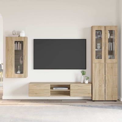 vidaXL - Tv-meubelset - FLORIN - 3 - st - Sonoma - Eik - Bewerkt - hout
