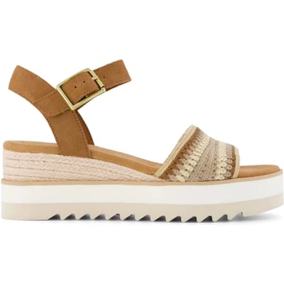 TOMS Diana Wedge Leer Dames Donker Beige Sandalen