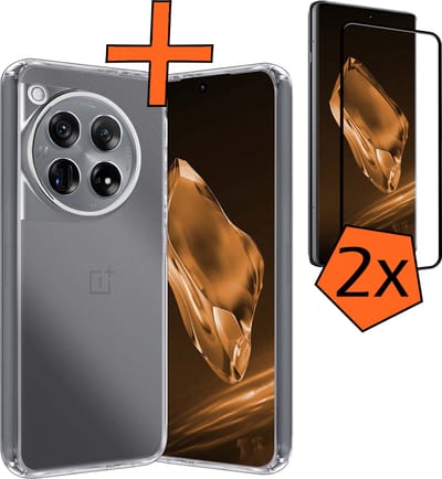 Hoes - Met 2x Screenprotector - Geschikt voor OnePlus 12 - Sterk & Shockproof - Back Cover - Siliconen Case - Telefoon Hoes - Transparant