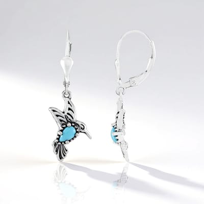 Cavill - Zilveren Oorbellen - 925 Sterling Zilver - Sleeping Beauty Turkoois 0,315 ct - Boho Druppelvorm - Desert Chic Cabochon