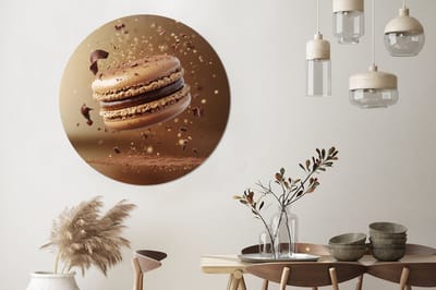 WallCircle - Wandcirkel - Muurcirkel - Chocolade - Macarons - Eten - Snoep - Aluminium - Dibond - 140x140 cm - Binnen en Buiten