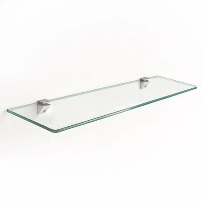 Glazen Wandrek - 40x13 cm - Smalle Geharde Glasplank Met Verchroomde Houders - Moderne Badkamerplank En Keukenplank - Decoratief Glasrek Voor Kleine Ruimtes - Stijlvol En Functioneel - Transparant
