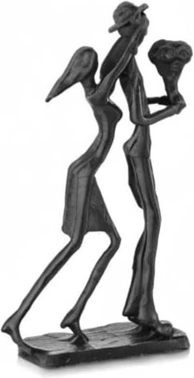 Ijzeren Cadeau voor 6e Huwelijksverjaardag Koppelskulptuur van Metaal voor Haar Zijn Vrouw Man Black Statue Metalen Beeldje voor Bruiloft Kerst Verjaardag