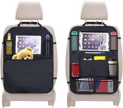 Autostoelbeschermer voor Kinderen, 2 Stuks Achterbank Organiser met Transparante iPad Houder, Waterdicht en Impactbestendig, Geschikt voor Alle Auto's