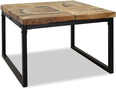 Salontafel Teak - Bijzettafel Koffietafel - Woonkamer Decoratie - Handgemaakt Uniek Design - 60x60x40 cm - Zwart