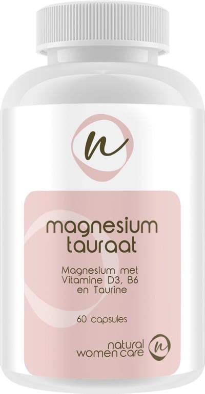 Natural Women Care - Magnesium Tauraat - 60 stuks - Met 20 mcg vitamine D3, Vitamine B6, Taurine en Magnesium Bisglycinaat