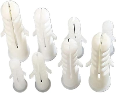 Schroeven en pluggen - Muurankers set - Bevestigen van objecten - Anti-rotatie ontwerp - 100 stuks - Wit