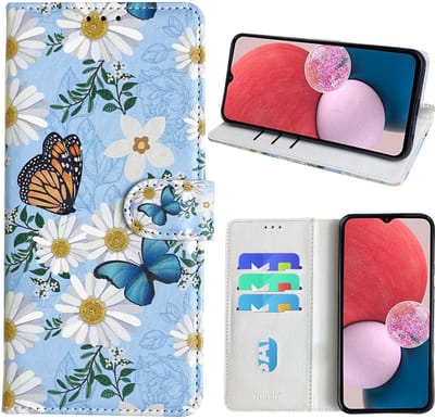 Hoesje geschikt voor Samsung Galaxy A13 4G Bookcase met Bloemen vlinder print