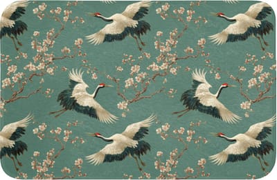 WC mat 60x40 cm - Antislip - Kersenbloesem - Kraamvogels - Groen - Toiletmat - Vloermat - Douchemat - Toilet tapijt - Toiletmatten