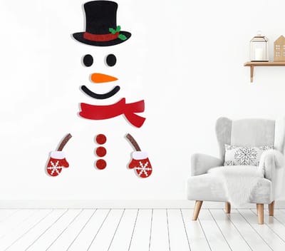Without Lemon - Kerst Decoratie - Stickers Decoratie - Non Woven - Ramen - Deuren - Muur - Kerstmis - Sfeer - Incl. Dubbelzijdig Plakband - Sneeuwpop