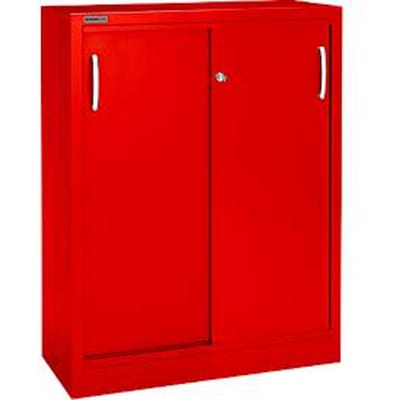 Schäfer Shop Select Schuifdeurkast, 3 ordnerhoogten, B 1200 mm, rood RAL 3020
