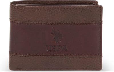 U.S. POLO ASSN. Leren Portemonnee Horizontal Wallet with Coin and Flap Brown Bruine