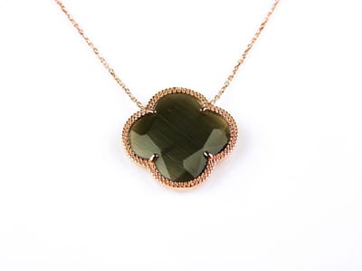 model Fiori kleine klaver ketting in zilver roze verguld donkergrijze klaver
