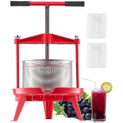 Fruitwijnpers Handmatige Pers voor Wijnmaken 2,38 Gal/9L Roestvrij Staal