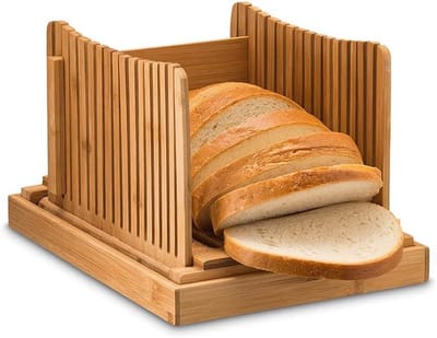 Opvouwbare Broodsnijder - Brood Snij Hulp - Zelf Brood Bakken - Ingebouwde Kruimellade - 3 Diktes Instelbaar - Houtkleur