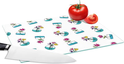 Glazen Snijplank - 28x20 - Bloemen - Patronen - Lente - Snijplanken Glas