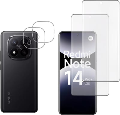 Screenprotector geschikt voor Xiaomi Redmi Note 14 Pro Plus 5G - 2 stuks Beschermglas van glas Transparante glazen schermbeschermfolie + 2 stuks Camera Protector