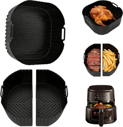 3 stuks siliconen bakvormen voor heteluchtfriteuse - herbruikbare en vaatwasmachinebestendige accessoires voor vetarm koken en bakken, ideaal voor diverse gerechten