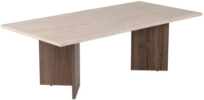 Asir - Salontafel - Travertijn, walnoot - 100% met melamine gecoat spaanplaat - 119 x 60 x 40 cm