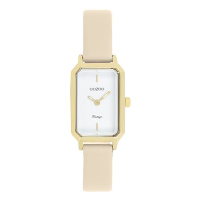 OOZOO Vintage series - Goudkleurige OOZOO horloge met zand leren band - C20450