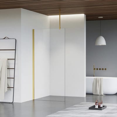 FugaFlow Eccelente Vetro inloopdouche - 30x200cm - helder glas - plafondarm - Geborsteld Messing PVD (Goud)