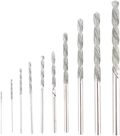 Diamant boorset - Metaal boren - Edelstenen bewerken - 10-delige set - 0.8-4.0 mm - Zilver
