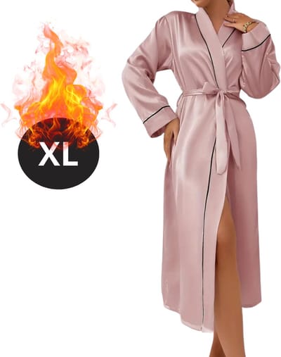 Bovista Satijnen Jurk - Slipdress - Pyama Dames - Badjas - Ochtendjas - Kimono - Erotisch - Kamerjas - Roze XL