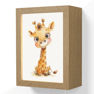 Wandlamp 15x20 cm - Oplaadbaar - Giraf - Baby dier - Wilde dieren - Wandlampen binnen woonkamer - Slaapkamer lamp met kabel - Decoratieve nachtlamp - Vloerlamp snoer