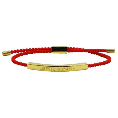 Armband voor moeder - Gegraveerd met 'LIEFSTE MAMA' - Cadeau voor Moederdag/Verjaardag - Goud & Rood