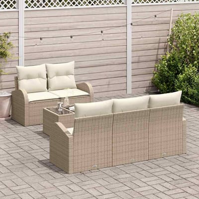 vidaXL - Tuinbank - Set - 6 - st - 5-Aantal - zitplaatsen - Beige - en - Crème