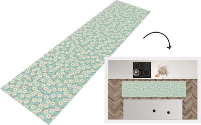 Keukenloper - Loper keuken - Patroon - Madeliefjes - Nordic - 200x50 cm - Keukenloper vinyl