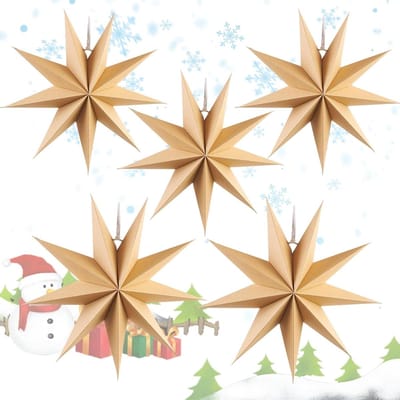 Kerstdecoratie Set van 5, Papieren Sterren van 30 cm en 45 cm voor Kamers, Vensters en Tafels