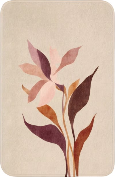 WC mat 40x60 cm - Antislip - Bloemen - Blaadjes - Minimalistisch - Roze - Toiletmat - Vloermat - Douchemat - Toilet tapijt - Toiletmatten