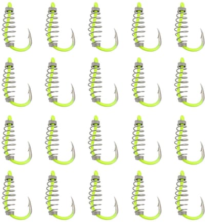 Dailygoods- Vishaken 20 Stuks - Koolstofstaal - Draaibare Aashaken - Fluorescerend Geel - Geschikt voor Power Aas - Haakmaat 7 #