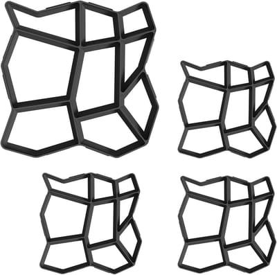 Looppadvorm Set - Betonmal Tuin - Tuinpad Maken - Herbruikbaar Kunststof - 43 x 43 cm - Zwart