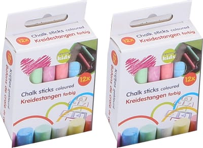 Topwrite Schoolbord krijtjes - 2x - pakje van 12x stuks - multi kleuren - speelgoed - Hobby/kantoorartikelen - Schoolartikelen